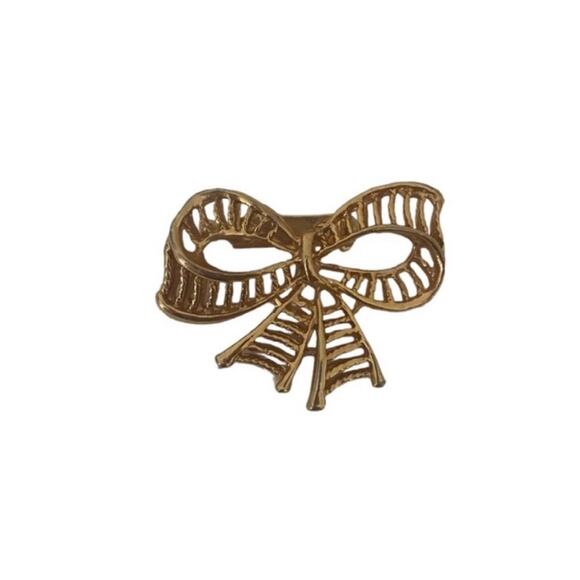 Vintage Gold Tone Bow Brooch Pin - Picture 2 of 3